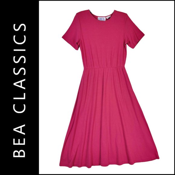 Bea Classics Women Pink Fit and Flare Dress Short Sleeve Size MP - Picture 1 of 10